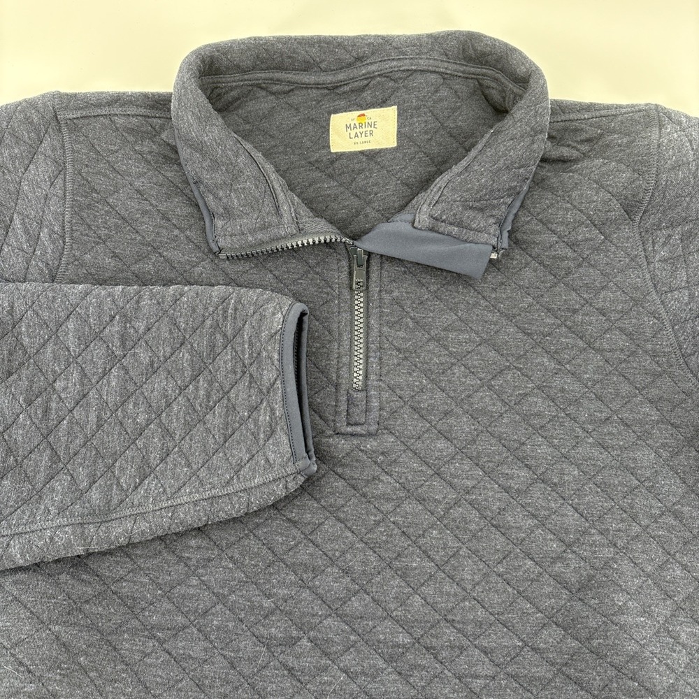 Marine Layer Corbet Pullover Men's 2XL Blue Quilted 1/4 Zip *Read!
